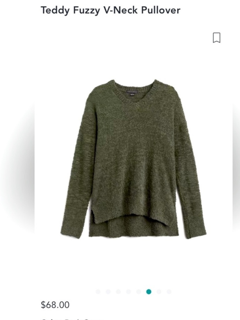 NWT Teddy Fuzzy V-Neck Pullover - Olive Green size 3X
